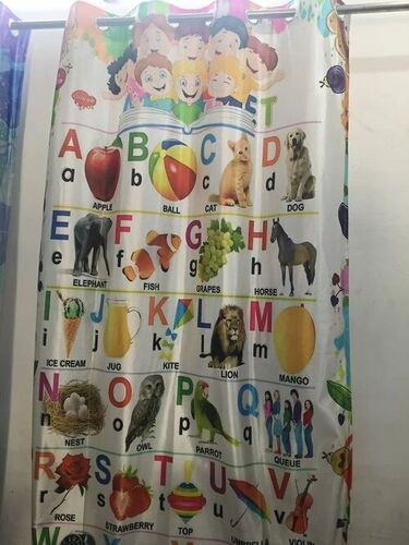 White Digital Printed Curtain