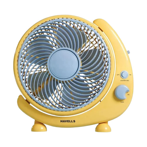 Yellow Crescent Personal Fan - Plastic, 40x20.5x41 cm, Yellow, 1300RPM, 5 Blades, 40W Electric Power | Table Mount, Adjustable Speed, Heavy Duty