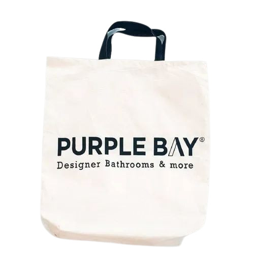 Cotton Tote Bag - Custom Size, White Cotton Fabric, Open Closure, Handled, 15 Kg Capacity