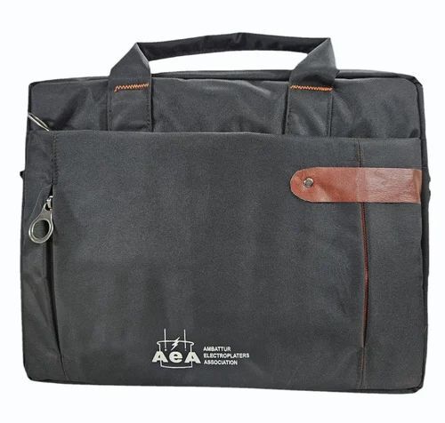 Dark Grey Canvas Laptop Bag - Customized Size, Dark Grey, Shoulder Length Handle | Biodegradable, Moisture Proof, Shock Resistant, Security