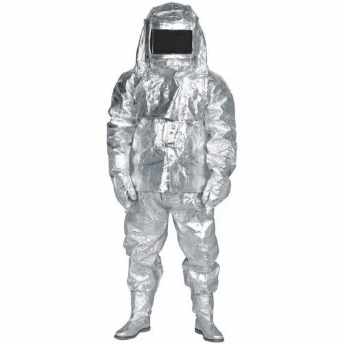 Fire Proximity Safety Suit - Aluminized Kevlar Free Size Silver | Industrial Heat Protection Up To 800 C