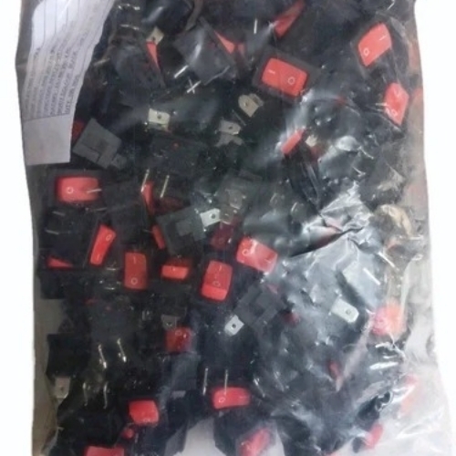 G J 2 Pin On Off Rocker Switch - Plastic Body Black and Red 6A 250V | Standard Rocker ROHS Compliant