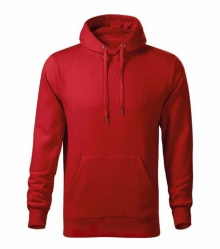 Men Red Cotton Pullover Hoodie - Full Sleeves, Regular Fit, Plain Pattern | Breathable, Anti UV, Quick Dry, Comfortable Fit