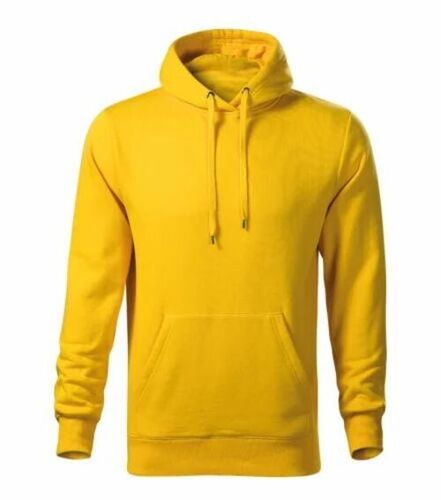 Men Yellow Cotton Hoodie - Winter Wear, Regular Fit, Full Sleeves, Spread Collar | Anti UV, Breathable, Quick Dry, Comfortable Fit