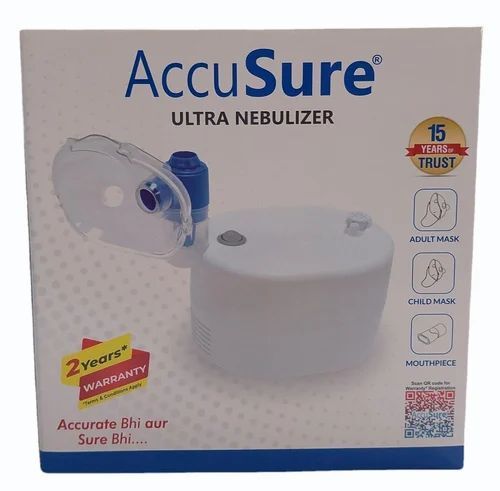 Accusure Compact Nebulizer - Plastic, Standard Size, White | Durable, Portable, 1 Year Warranty