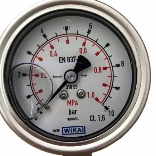 Wika Pressure Gauges - Stainless Steel and Iron, 1/4 Inch BSP, Silver | Analog, Liquid Filled, Industrial Grade