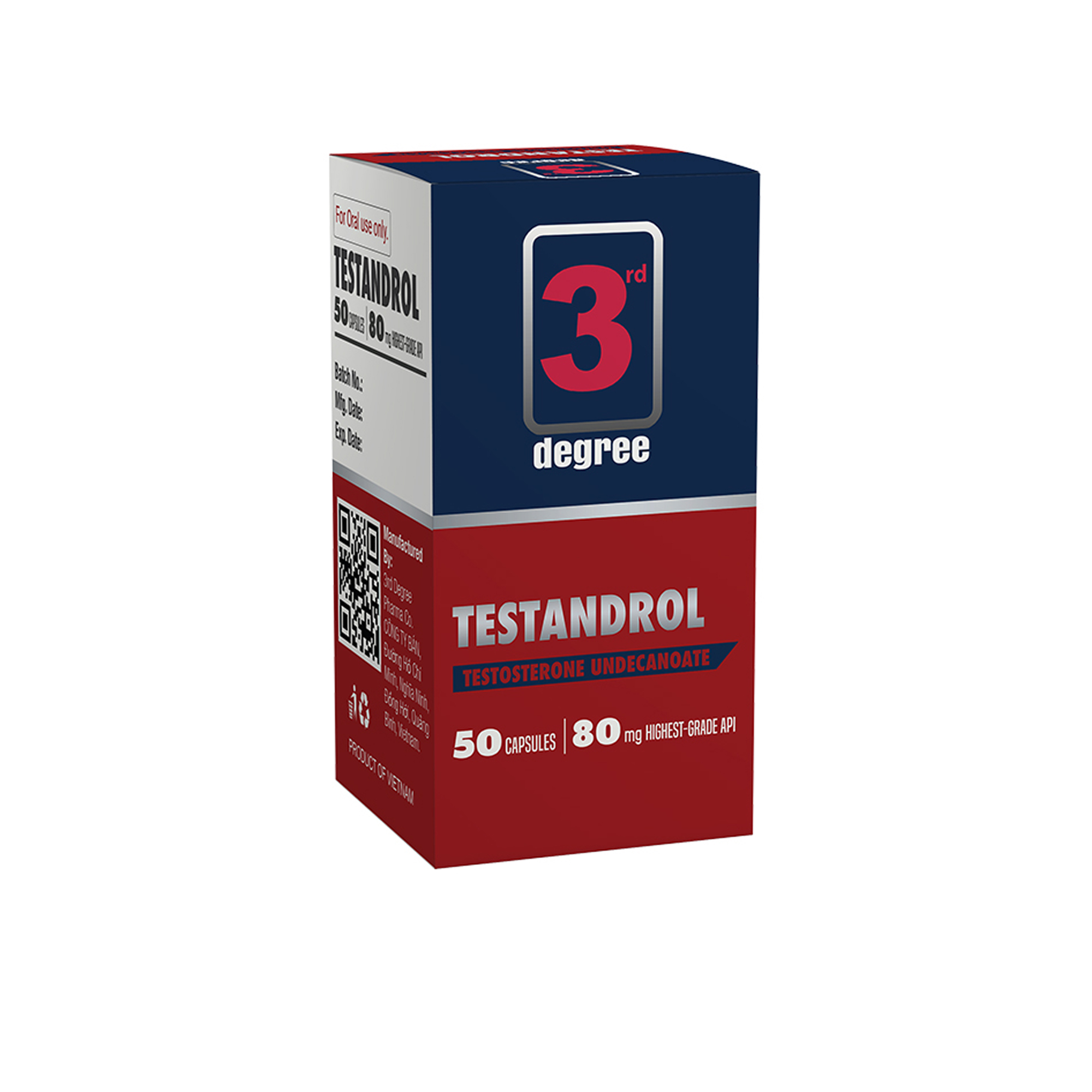 3 Rd Degree Testandrol, 80mg x 50caps - Appetite Stimulation, Calorie Enhancement, Muscle Support, Energy Increase