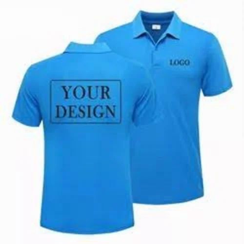 Blue Color Customized T-Shirts - Cotton, Regular Fit, Half Sleeves, V-Neck, Blue, Printed | Lightweight, Soft, Breathable, Quick Dry, Comfortable Fit