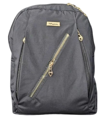 Grey Polyester Plain School Bag - 12x28x33 cm, Grey | Biodegradable, Moisture Proof, Shock Resistant, Zipper Closure