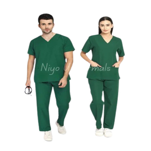 Medical Scrub Suit - Polyester, Size L, V Neck, Half Sleeves | Good Quality, Customize, Hospital Use