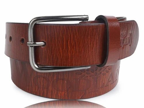 Men Brick Red Leather Belt