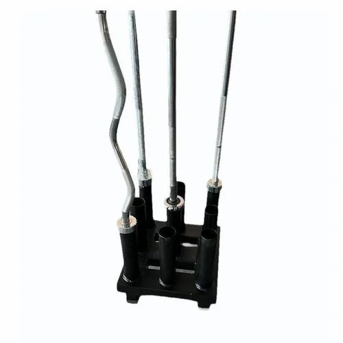 Stainless Steel Olympic Bar Holder - 1.5 Feet Black Square Base