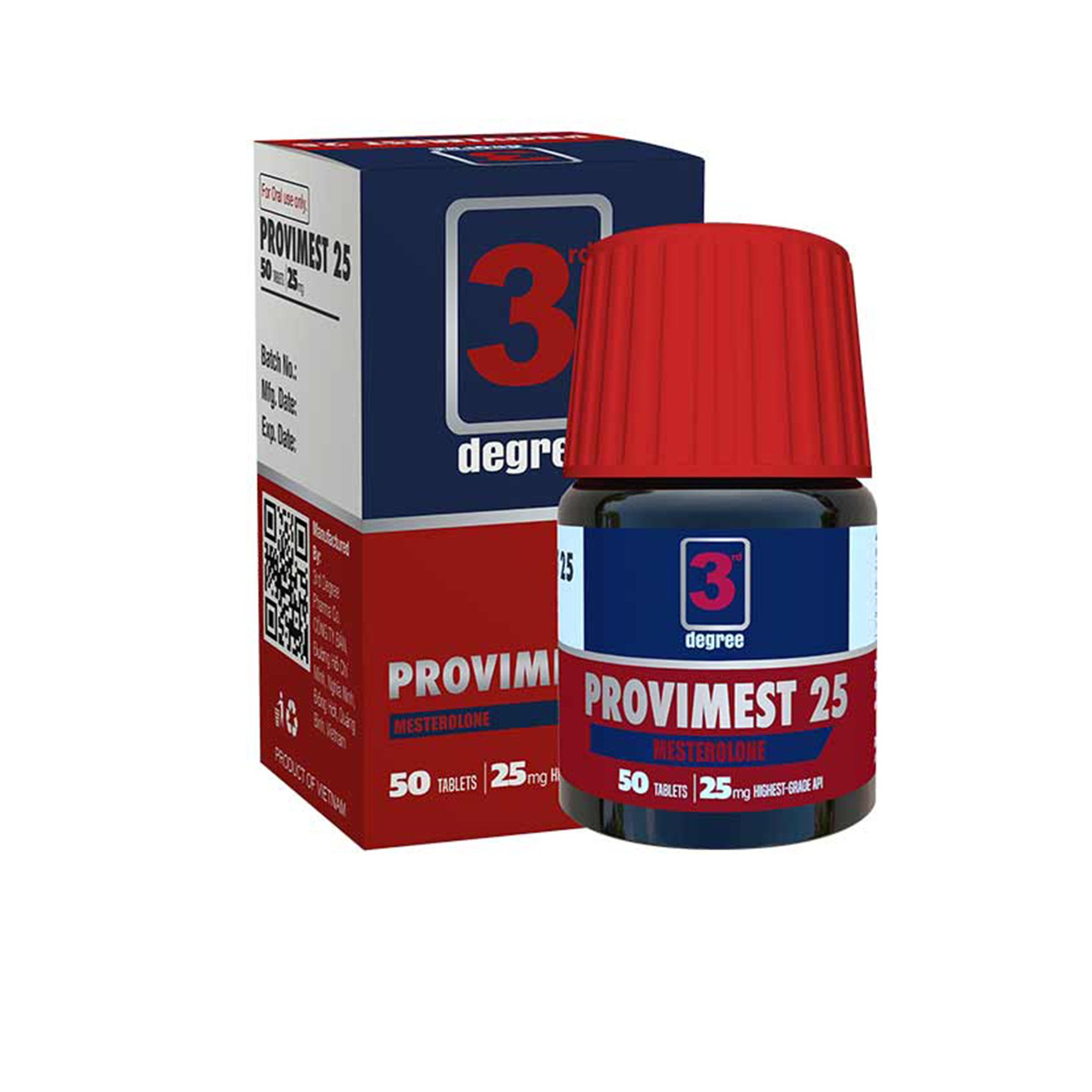 3rd Degree Provimest - 25 mg Tablets, 50 Count | Suitable For Adults, Recommended For Doctors, Room Temperature Storage