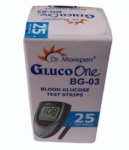 Dr. Morepen Gluco One Blood Glucose Test Strips - Steel, Standard Size, Box Packaging | Eco Friendly, Portable, Manual Power Source