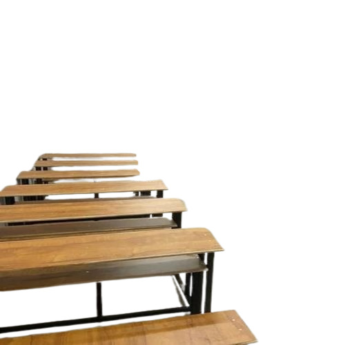 School Benches And Desks - Wood And Iron, Brown, Polished Finish | Durable, Easy To Clean, Termite Proof, Lightweight, Washable