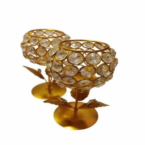 Crystal Rose Brass Candle Holder