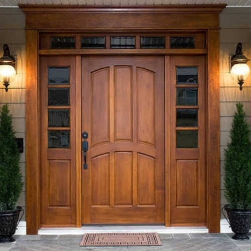 Door - Wood, 5 to 7 Feet Height, 2 to 3 Feet Width, Brown, Plain Design, Open Style Hinged