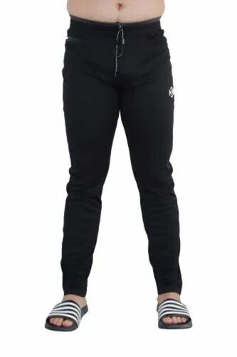 Men Plain Black Cotton Lower
