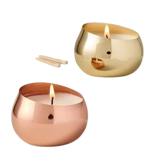 Metal Home Decor Multi Finish Urli Candle Pot Set Of 2