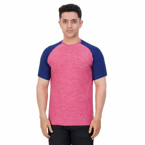 Plain Round Neck T Shirt - Cotton, Regular Fit, Pink & Blue, Half Sleeves | Lightweight, Soft, Breathable, Quick Dry, Comfortable Fit