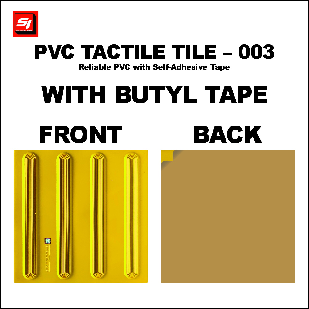 PVC Tactile Tile with Butyl Tape 003 - PVC, Yellow/Gold, Slip Resistant | Durable Tactile Surface, Easy Installation