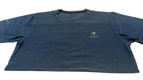 Round Neck Polyester T Shirt - Navy Blue, Regular Fit, Half Sleeves, Customized Sizes | Lightweight, Quick Dry, Breathable, Comfortable Fit