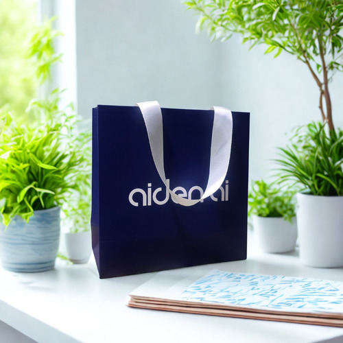 Premium Ribbon Handle Paper Bags - Size: 9*9*4 Inches