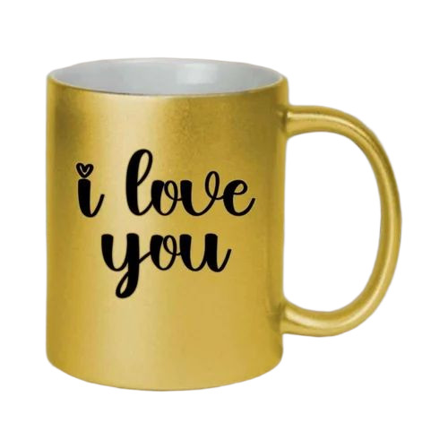 Golden Sublimation Coffee Mug - Ceramic, 250 ml, Golden, Printed | Durable, Fine Finished, Polished Surface