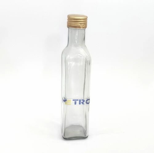 Olive Oil Square Glass Bottle 250 Ml - Glass 250 Ml Transparent | Eco Friendly Leak Proof