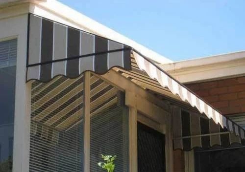 Outdoor Adjustable Front Shed Fabric Awning - PVC White Powder Coated | Outdoor Use