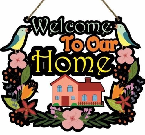 Welcome Home Wall Hangings - Wood, Round, Multicolor | Handmade, Machine Made, Standard Size, Decorative