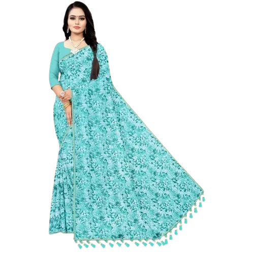 Ladies Blue Chiffon Saree