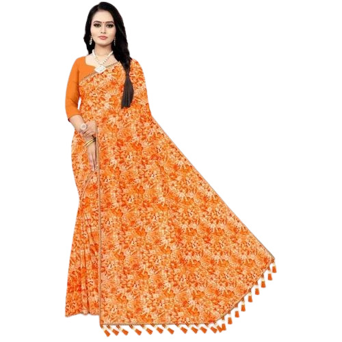 Ladies Chiffon Saree - Chiffon Fabric, Multi Color, Regular Fit | Lightweight, Soft, Comfortable, Printed Pattern