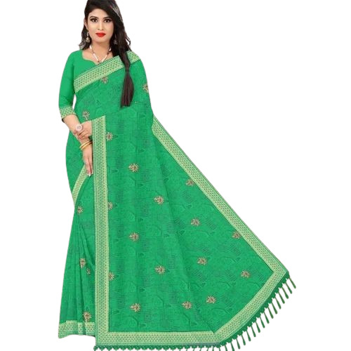 Ladies Georgette Saree - Georgette Various Sizes Green | Printed Pattern Elegant Design Comfortable Fit