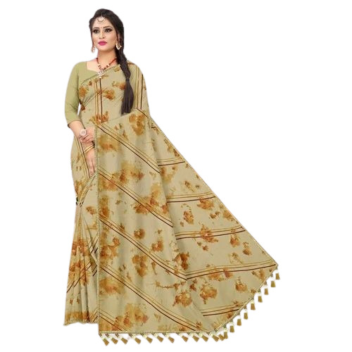 Ladies Printed Silk Saree - Multi Color, Various Sizes | Lightweight, Soft, Comfortable, Breathable Party Wear