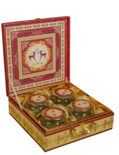 Mdf Dry Fruit Gift Box With 4 Jars.