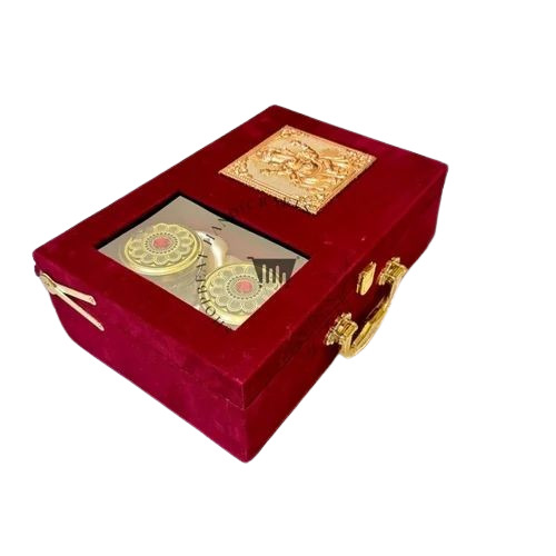 Premium Red Velvet Decorative Dryfruit Box - Velvet 12x8 Inch Red | Eco Friendly Fine Finish 2 Compartments 500gm Capacity