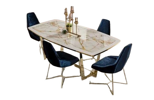 4 Seater White Dining Table Set