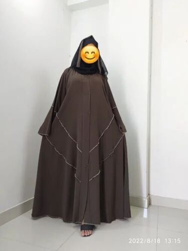 Beautiful Large Flared Front Open Abaya - Gray, All Size | Modern Design, Anti Wrinkle, Comfortable, Stylist