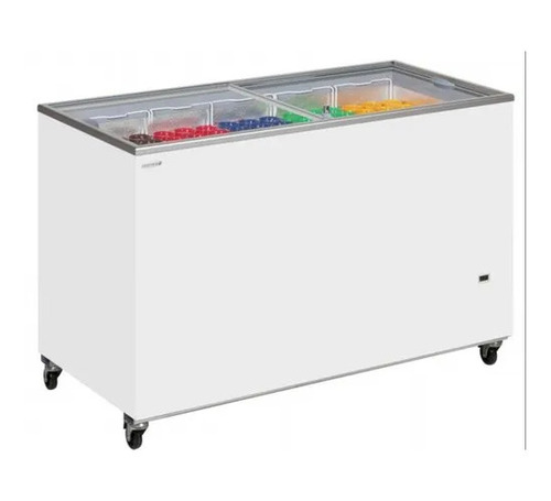 Flat Glass Door Chest Freezer 300Ltr - White, 300L, -24Â°C to +8Â°C | Automatic Defrost, Lock, 220V Electrical