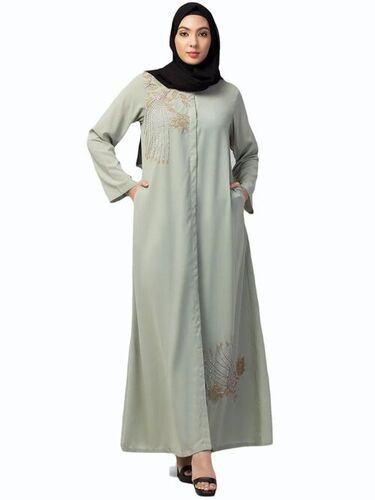Front Open Ladies Abaya - Cotton, All Size, Embroidered | Anti Wrinkle, Stylist, Comfortable, Washable