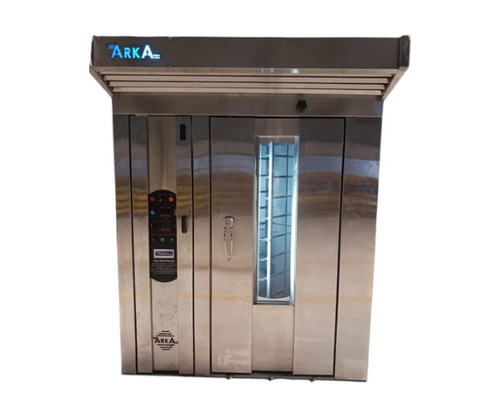 Gas Fired Rotary Rack Ovens - Stainless Steel, Large, Silver, Diesel Powered | Semi Automatic, 14 Trays, 100 kg Capacity, Portable, Single Door