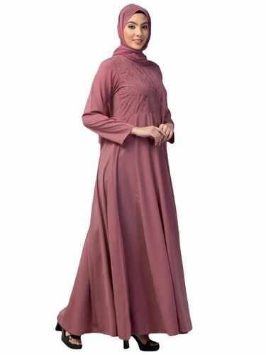 Sf-007 Being Traditional Women Umbrella Fit Abaya - Burqa - Cotton, All Size, Pink | Anti Wrinkle, Stylist, Comfortable, Washable