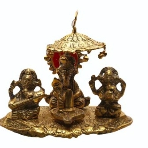 Eco Friendly Metal Ganesh Statue - Brass Gold-Plated, Standard Size, Golden | Durable, Eco-Friendly, Lightweight