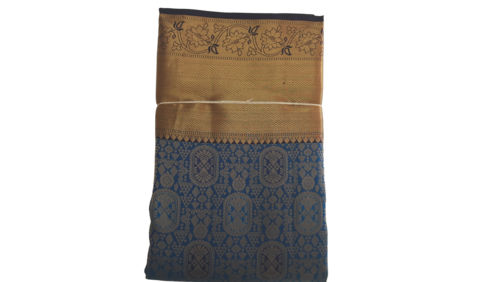 Silk Saree - Silk Blue and Grey Banarasi Style | Handwoven Artistry Soft Texture Vibrant Colors