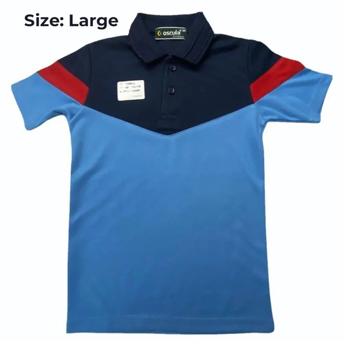 Boys Nylon School T Shirt - Nylon, Size L, Blue, Collar Neck, Half Sleeve | Comfortable, Washable, No Fade, Customized Logo