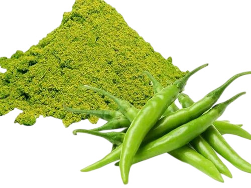 Dried Green Chilli Powder - Green Color, 500g | Natural Flavor, Raw Processing, Cool & Dry Storage