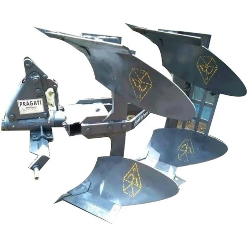 Hydraulic Reversible M B Plough - Stainless Steel Grey | Tractor Mounted Depth Control Heavy-Duty Frame Double-Sided Soil Inversion