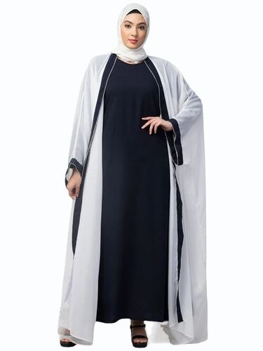 Upper Inner Style Comfortable Ladies Abaya - Cotton, All Size, Black & White | Anti Wrinkle, Stylish, Washable