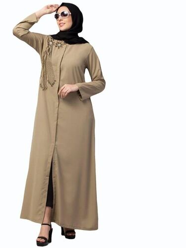 Voguish Dead Mint Front Open Ladies Abaya - Cotton All Size Long Sleeve | Anti Wrinkle Stylist Comfortable Washable